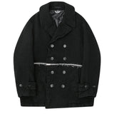 Black CDG Pea Coat aus dickem Tweed mit Reißverschluss