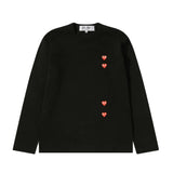 Play Comme des Garçons Quadruple Hearts Print Long-sleeved T-shirt