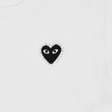 Play Comme des Garçons T-shirt - White / Black Rhinestone Heart