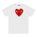 Play Comme des Garçons T-shirt - Weiß / Rotes Herz mit Nieten