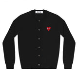 Play Comme des Garçons Cardigan - Black / Red Heart Emblem