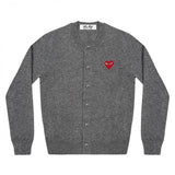 Play Comme des Garçons Cardigan - Grey / Red Heart Emblem