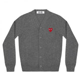 Play Comme des Garçons Men´s Cardigan - Grey / Red Heart Emblem